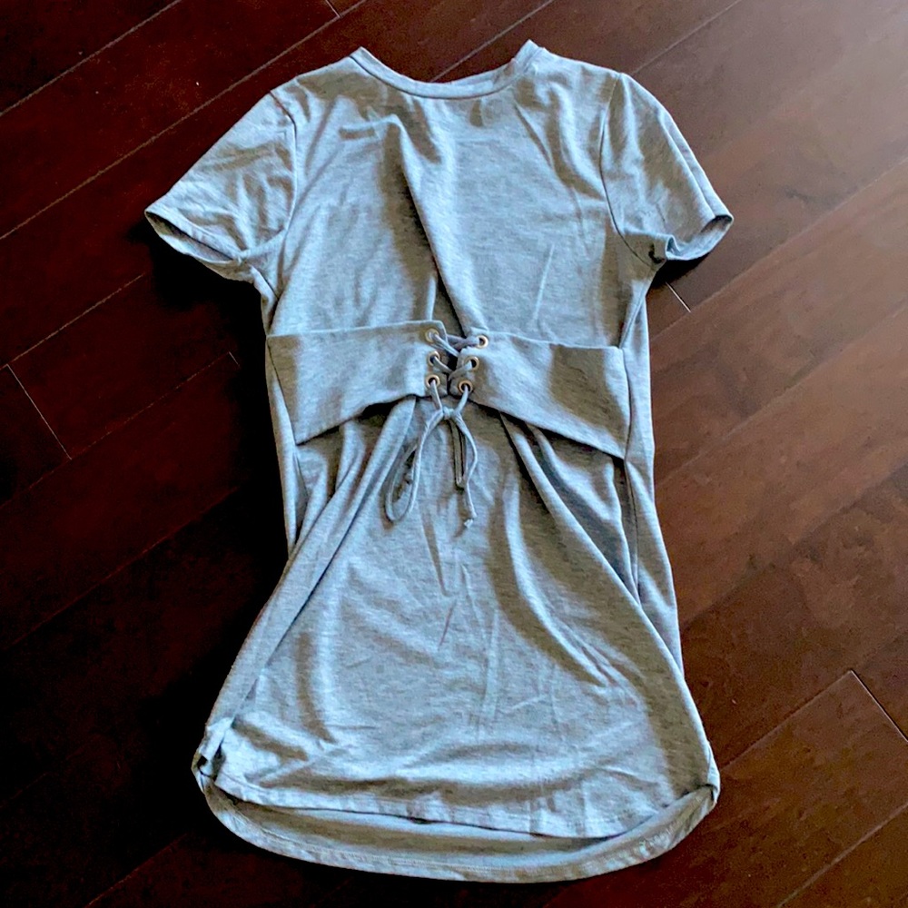 Gray sweatshirt dress with style